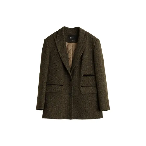 ELLE Coats Women's Coffee Grid