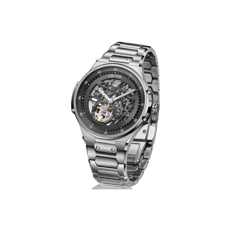 EBOHR Explorer Collection Mechanical Movement Stainless Steel Strap Watch Men's Watches Black Dial 21011216-1