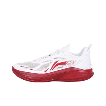 LiNing SONIC 12 PE Version Cushioning Wear Resistant Low Top Basketball Shoes Men's White Red