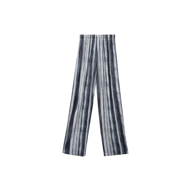 A Paradise For Awakening Casual Pants Women's Black White Stripes-1