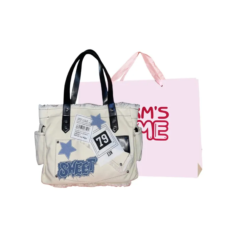 Worm's Home Canvas Tote Bag, Shopping Bag, Shoulder Bag Women's White-0