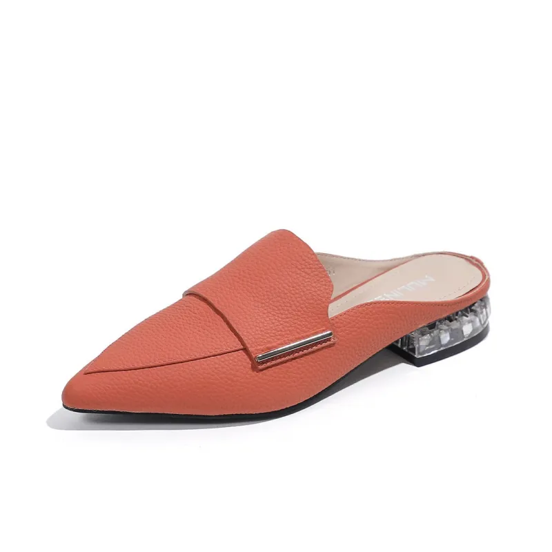 Mulinsen Rubber Sole Stitching Abrasion Resistant Slip Resistant Closed Toe Slippers Women's Orange-1