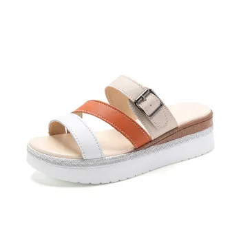 Reivanti Rubber Sole Slip Resistant Slide Slippers Women's White Orange