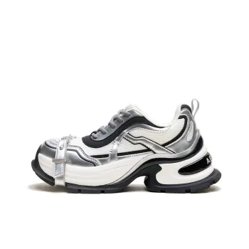 ABCICEY Chunky Sneakers Unisex Low Top Silver