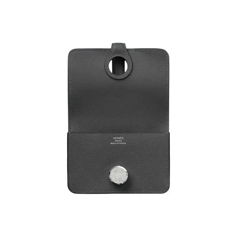 HERMES Dogon Evercolor Leather Card Holder Women's H0 Misty Gray-1