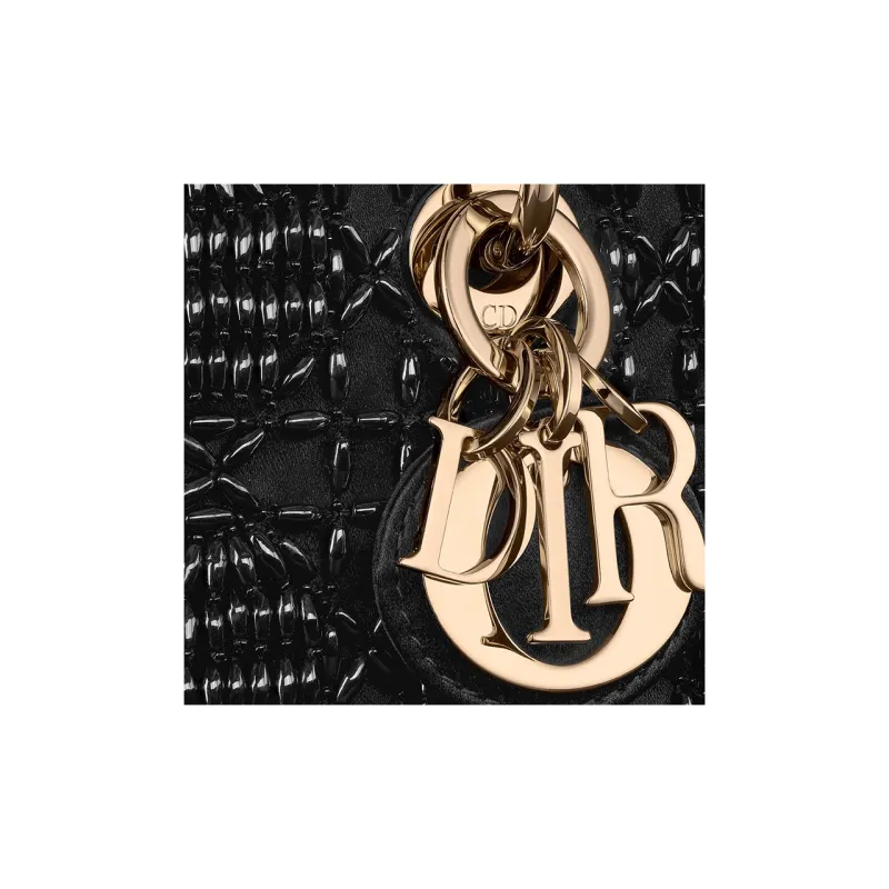 DIOR Lady D-JOY Embroidered Satin Shoulder Bag Crossbody Bag Handbag Extra Mini Women's Black-5