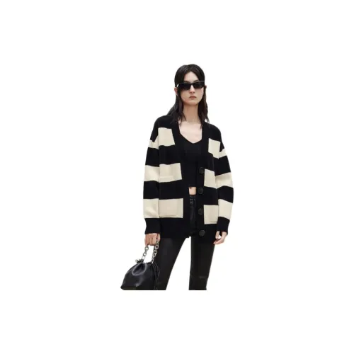 MO&CO Knitwear Women's White/Black Striped