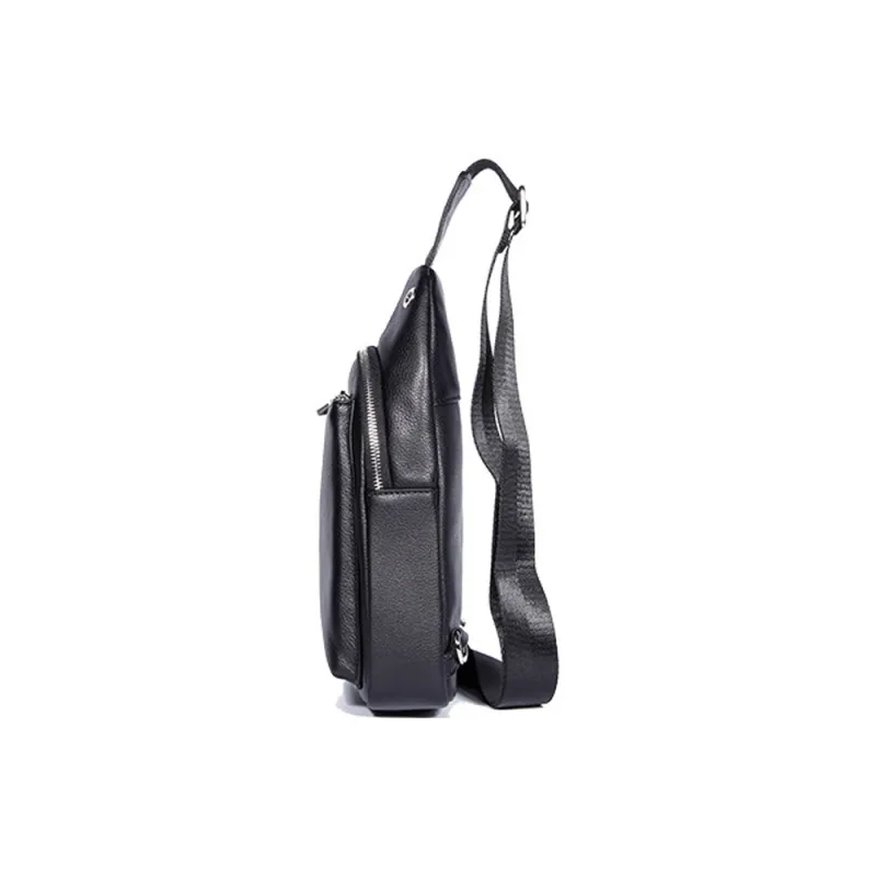 DOSRFINI Top Grain Cow Leather Sling Bag Regular Men's Black/Coffee-3