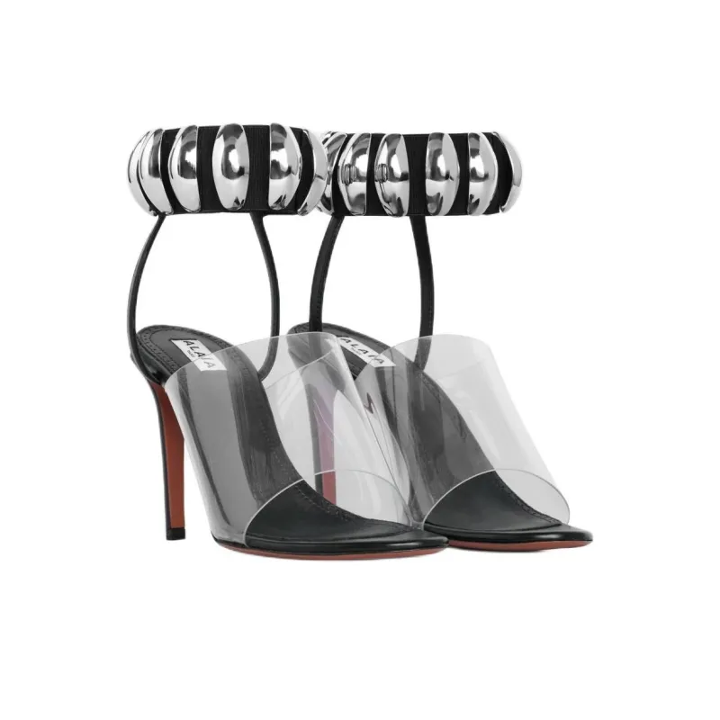 Alaia Strap Sandals 9cm Women's Black-2
