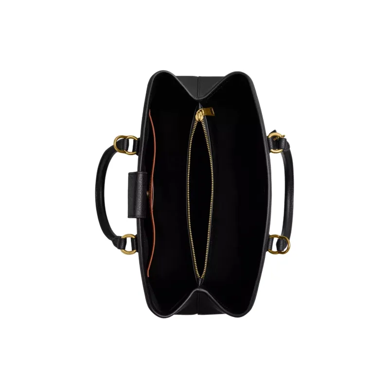 COACH Refined Pebbled Leather Tote Bag, Shopping Bag, Shoulder Bag, Crossbody Bag, Handbag Tubas Women's Brass & Black-3