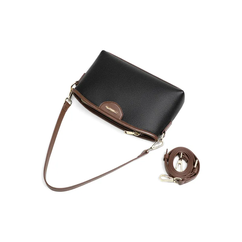 MILLIE'S Cow Leather With Synthetic Leather Crossbody Bag, Shoulder Bag Regular Women's Black-5