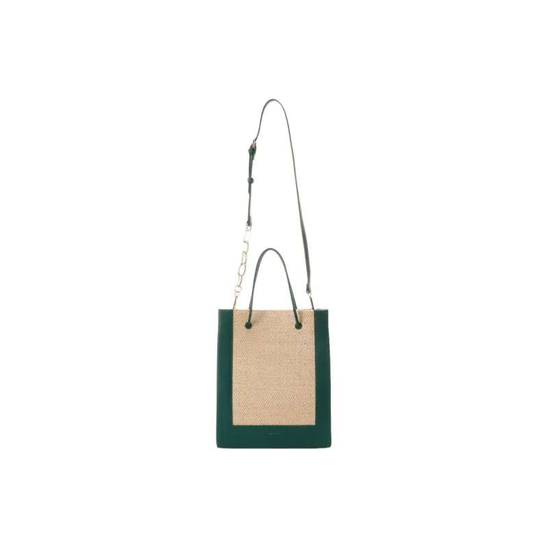 SAMANTHA THAVASA Polypropylene PP Bonded Synthetic Leather Shoulder Bag Crossbody Bag Handbag Women's Green & Beige-1