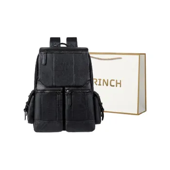 BRINCH PU Backpack Men's Black/Coffee/Brown