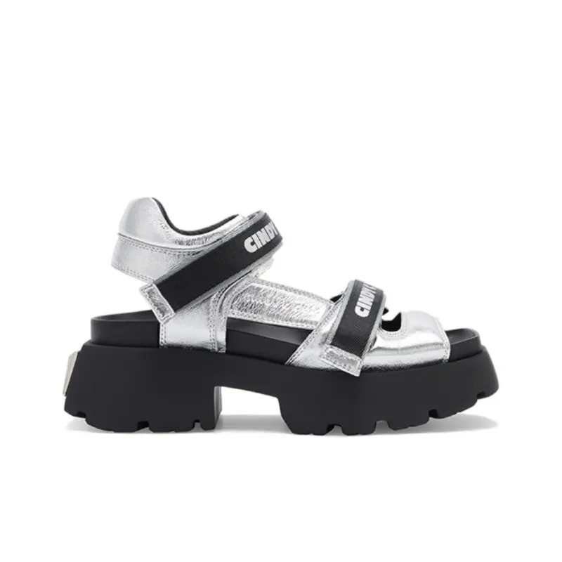 CINDY C ERIC Strap Sandals 5cm Women's Silver-1