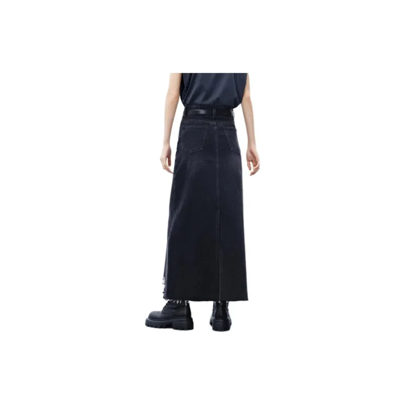 MO&CO Denim Long Skirts Women's Black-1