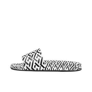 VERSACE La Greca Print Slide Black White