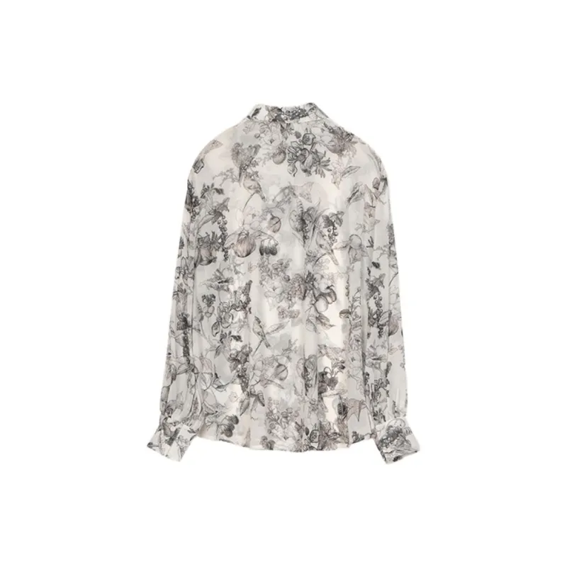 CLUB MONACO Shirt Women's Black And White Floral-1