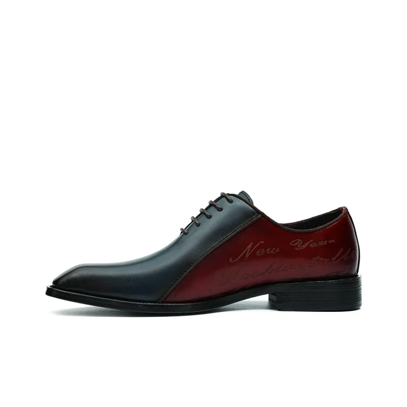 ASTON M.JAZZ Dress Shoes Men Low Top Blue/Brown-4