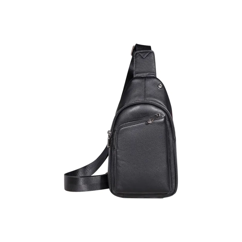DOSRFINI Top Grain Cow Leather Sling Bag Regular Men's Black/Coffee-1