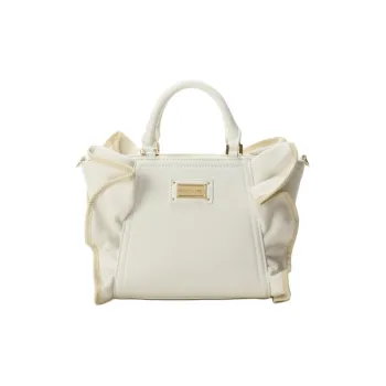 SAMANTHA THAVASA Synthetic Leather With Cotton Crossbody One Shoulder Handbags Small Size Women's White