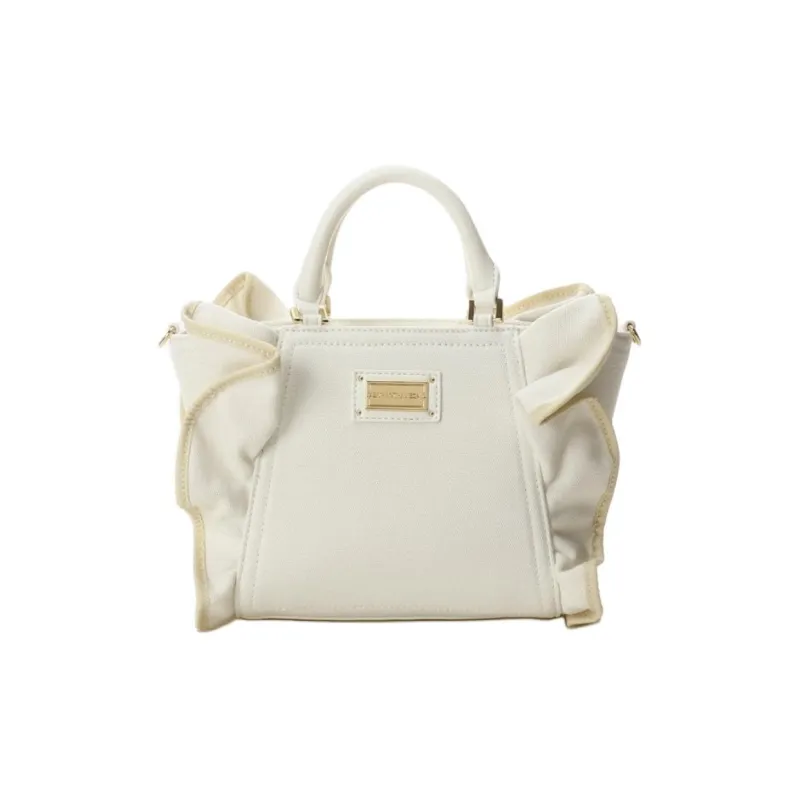 SAMANTHA THAVASA Synthetic Leather With Cotton Crossbody One Shoulder Handbags Small Size Women's White-0