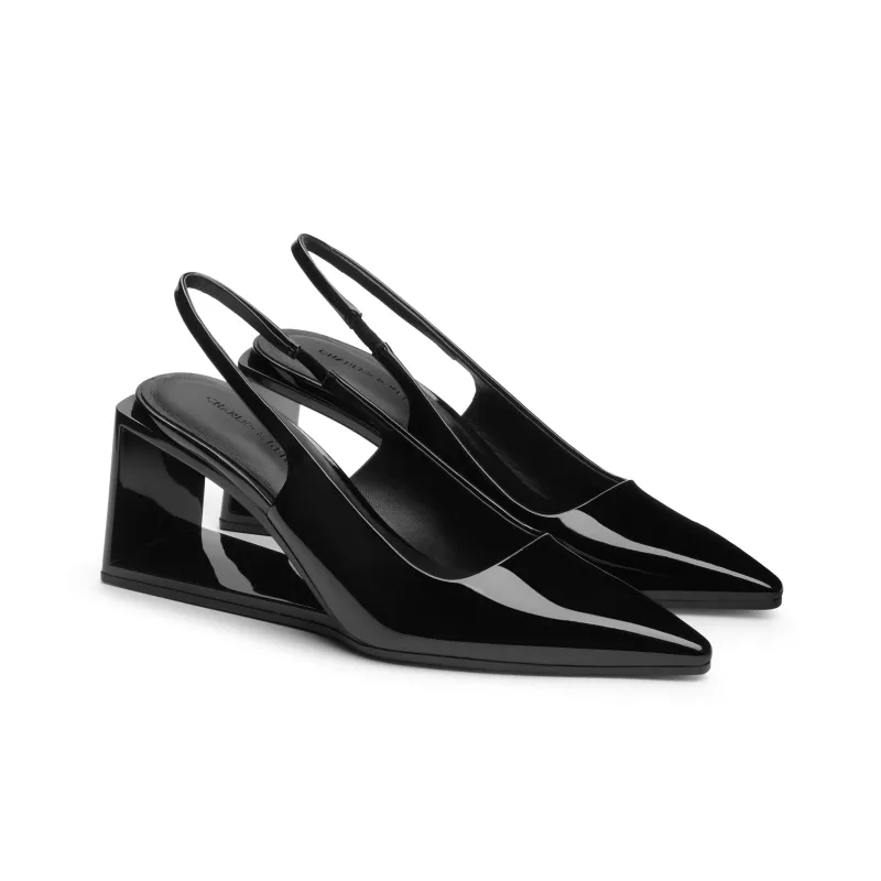 CHARLES&KEITH Small Charles & Keith Gothic Style One Strap Sandals 7.6cm Women's Silver/Black Box Black-4