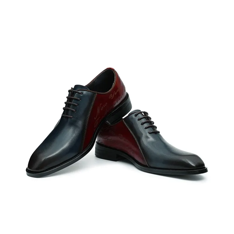 ASTON M.JAZZ Dress Shoes Men Low Top Blue/Brown-2