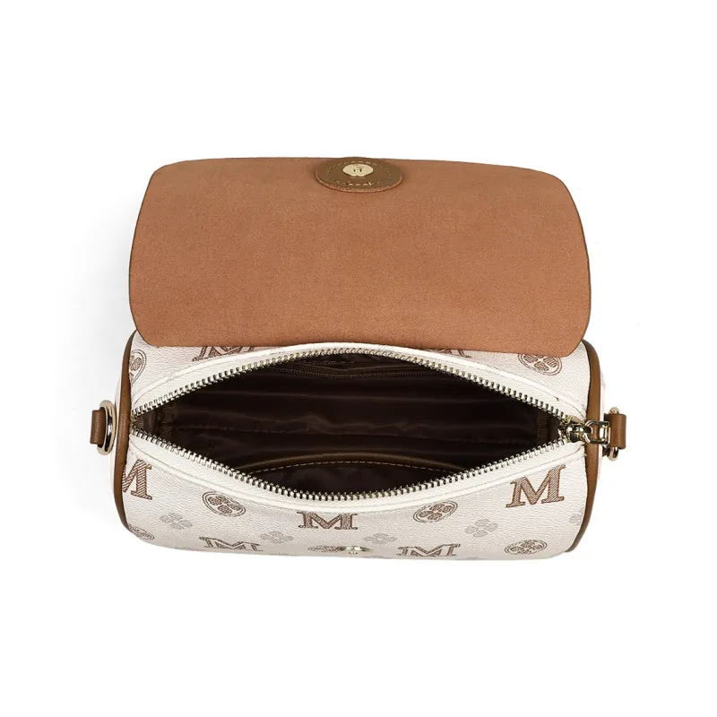 MILLIE'S Cow Leather Underarm Shoulder Bag, Crossbody Bag, Cylinder Bag Regular Women's Ecru/Khaki Brown-5