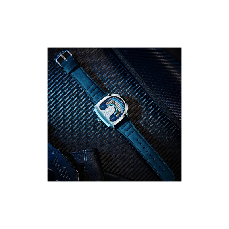 ATOWAK Supercar Wrist Watch Automatic Mechanical Movement Genuine Leather Strap 46.5*40.5*14mm Blue Dial Men's Watches-4