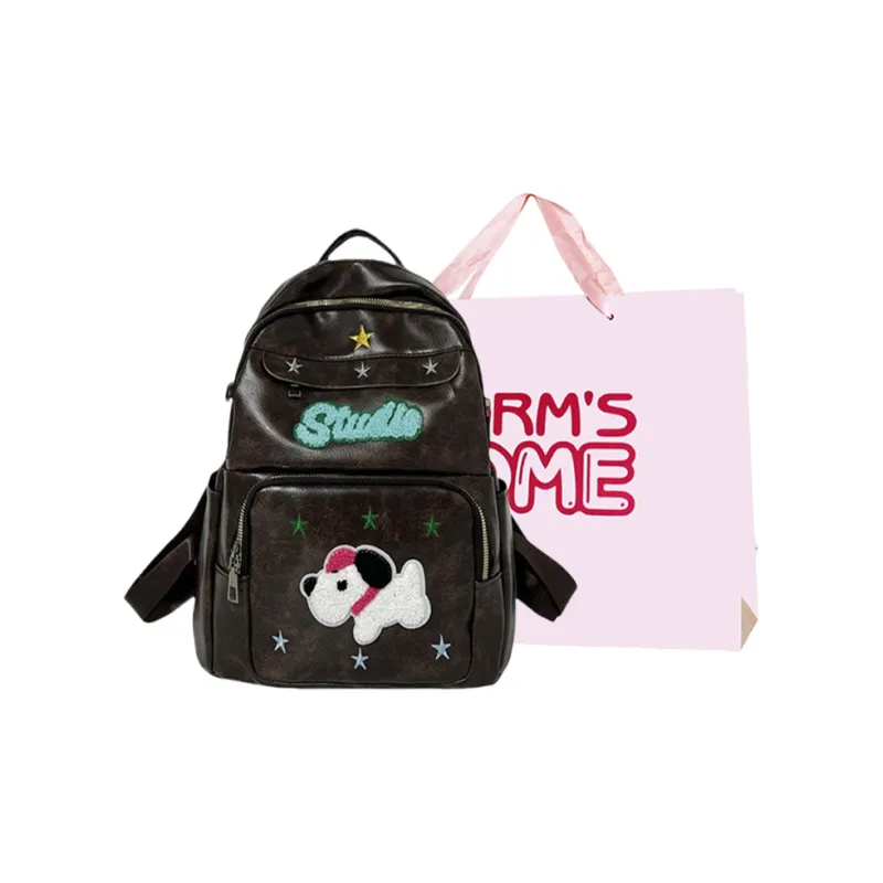 Worm's Home PU Backpack Women's Brown/Black-2