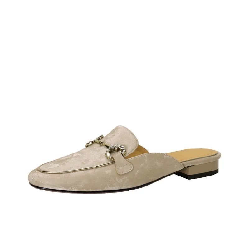 Echo&yolo TPR Sole Abrasion Resistant Slip Resistant Wrap toe Slippers Women's Green Apricot-6