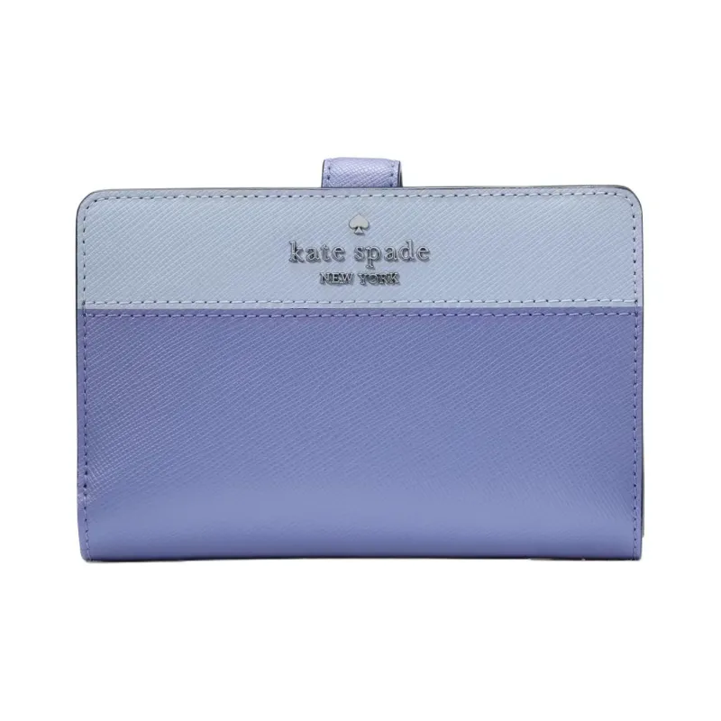 Kate Spade Saffiano Leather Wallet Medium Size Women's Blue Iris Multicolor-0