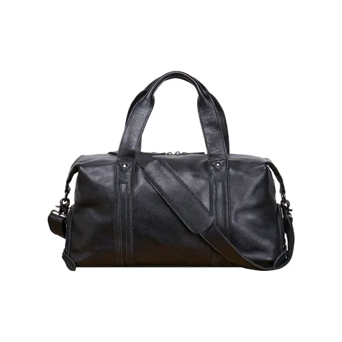 DOSRFINI Top Grain Cow Leather Travel Bag Regular Men's Black
