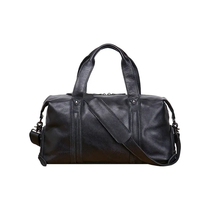 DOSRFINI Top Grain Cow Leather Travel Bag Regular Men's Black-0