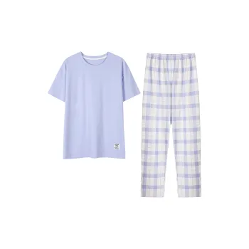 Flowers In Water Pajama Set Men's Blue Purple