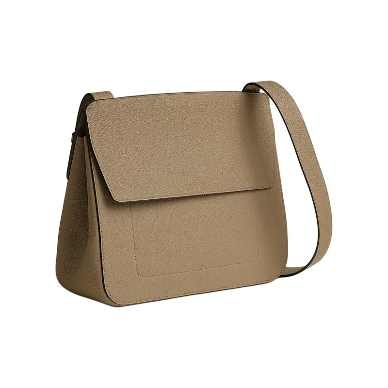 HERMES Mali-Selle Togo Calfskin Courier Bag Shoulder Bag Crossbody Bag Small Size Men's 8Q BEIGE MARFA Marfa Mi-2