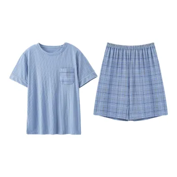Flowers In Water Pajama Set Men's Blue