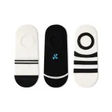 Black White Stripes No-Show Socks Set A