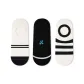 Black and White Striped No-Show Socks Set