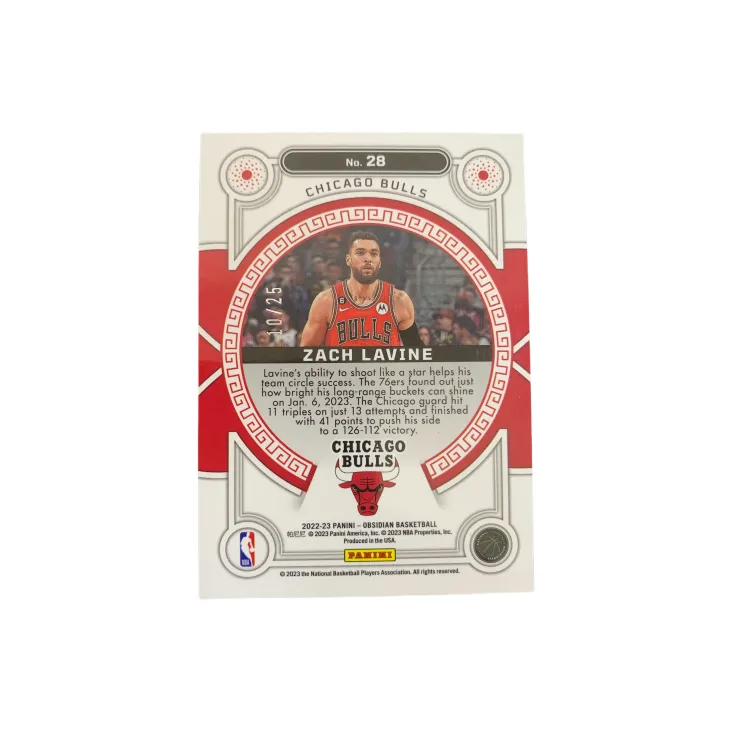 PANINI Zach LaVine 2022 23 Bulls, Obsidian 10/25 Player Card, Card Condition Passed Sports Cards 1 Pc-1