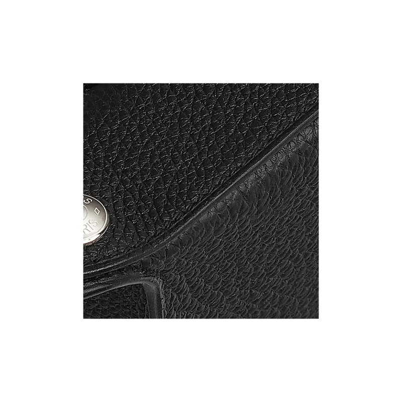 HERMES Togo Calfskin Plate Bag Fanny Pack Shoulder Bag Crossbody Bag Men's Black With New Lime-3