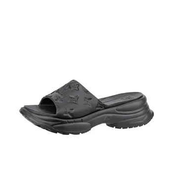 LOUIS VUITTON Pool 55 Slide Slippers Women's Black