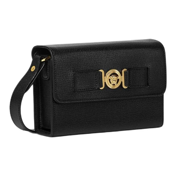 VERSACE Goatskin Messenger Bag Shoulder Bag Crossbody Bag Unisex Black-1