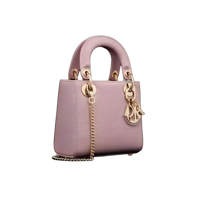 DIOR Lady Dior Lizard Skin Lady Dior Bag, Shoulder Bag, Crossbody Bag, Handbag Mini Women's Begonia Pink-0