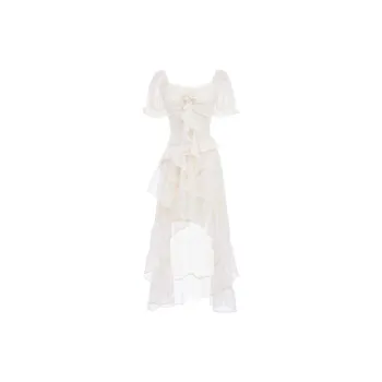 Pa33word Short Sleeved Dress Style Women's Apricot Single Item