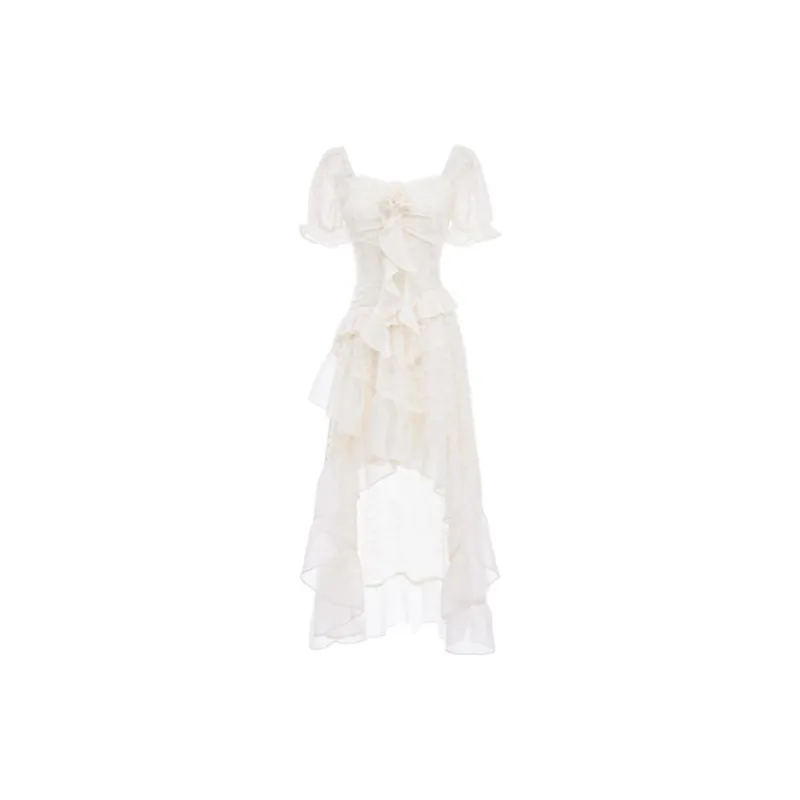 Pa33word Short Sleeved Dress Style Women's Apricot Single Item-0
