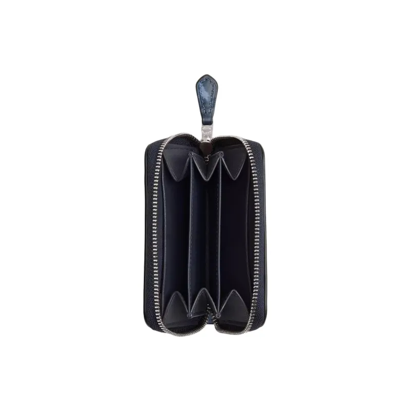 COACH Zip Around Smooth Leather Wallet Small Size Women's Midnight Navy-1