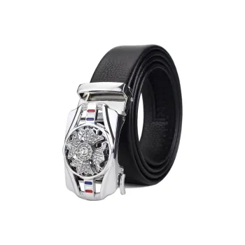 ALIEN BANG Cow Leather Leather Belts Men's Black Width 3.5CM