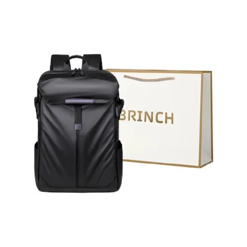 BRINCH Backpacks Black+Shopping Bag