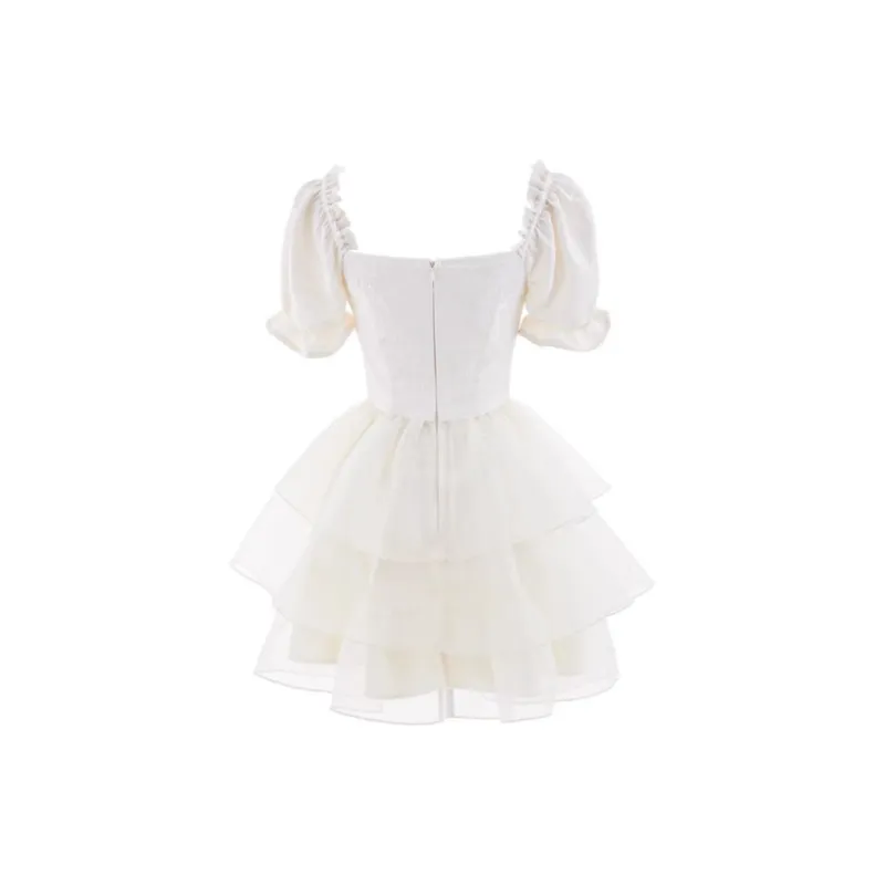 COSYISM Short Sleeved Dress Women's Apricot-1